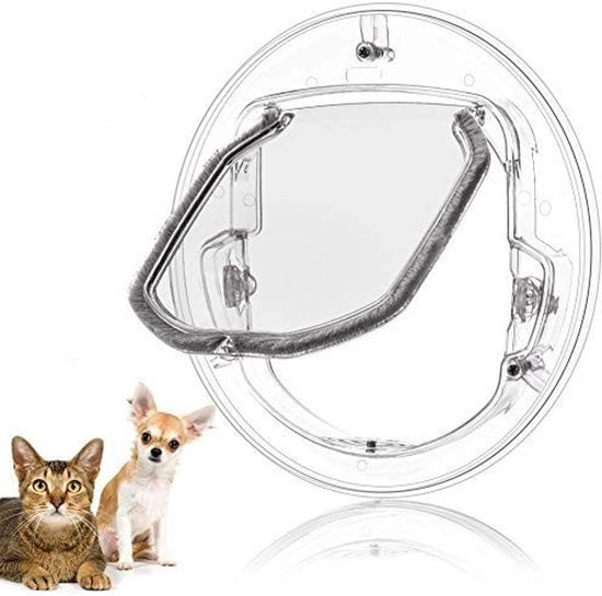 Porta girevole con chiusura a 4 vie - Porta per gatti - Porta per animali domestici - Set di setole - Plastica ABS - Adatto per cani piccoli fino a 6 kg