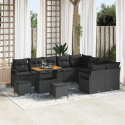 Set Divano da Giardino con cuscino 12 pcs Nero polyrattan 3362564