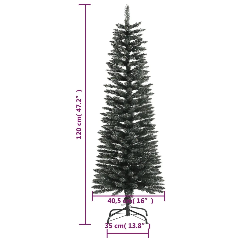Albero di Natale Artificiale Sottile con Base Verde 120 cm PVC 345183