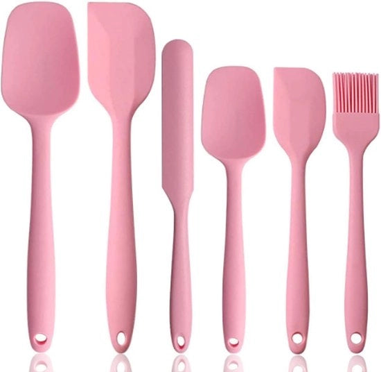 Set di 6 Spatole in Silicone Termoresistente con Nucleo Metallico per Padelle e Cottura