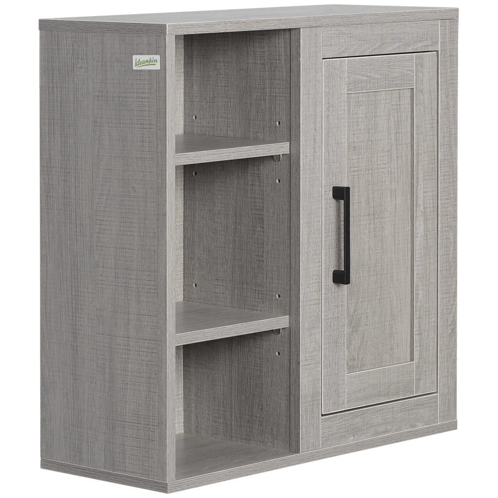 Mobile da bagno sospeso a parete ¨C Xylo ¨C Grigio con anta e ripiani 48x20x50 cm