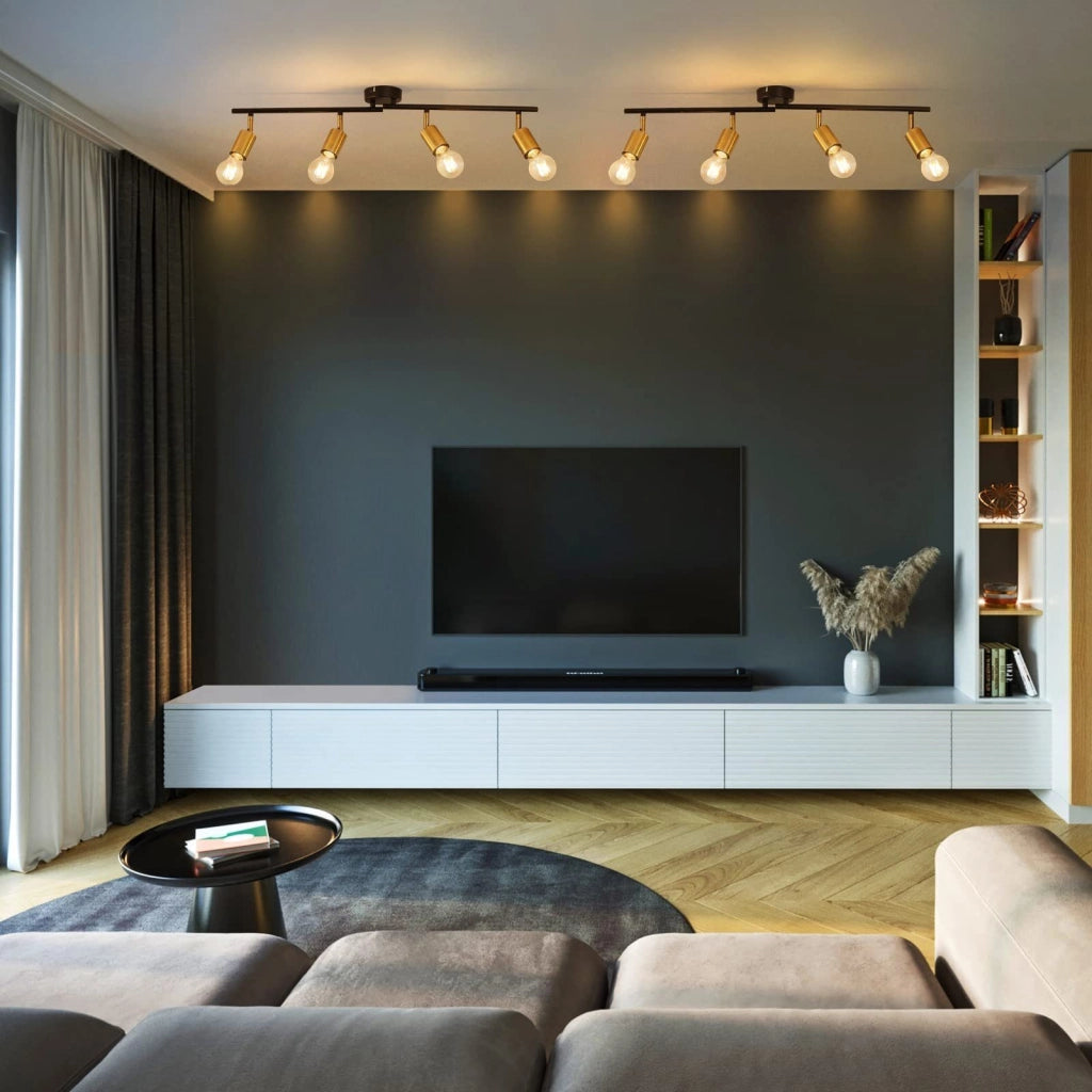 ZMH Faretto da soffitto vintage E27 nero oro a sospensione