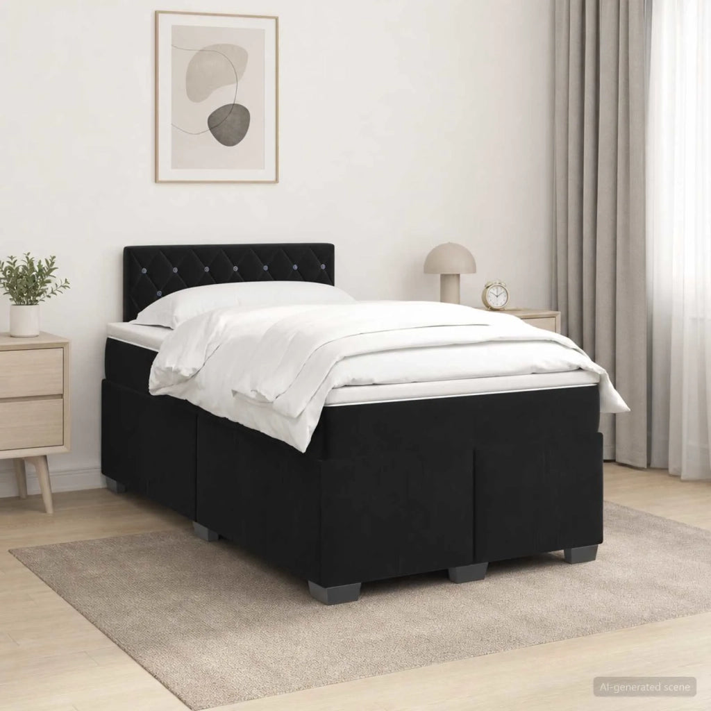 Letto box spring con materasso Nero 120 x 190 cm Velluto 3450670