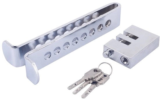 Pedaliera con Chiusura a Cerniera - Acciaio Rivettato - 8 Fori - 3 Chiavi - Antifurto - Chiusura di Sicurezza - Portatile e Facile da Rimuovere