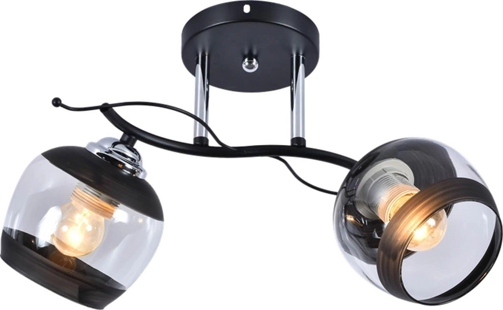 Lampadario Alemria Lampex 2 luci vetro nero cromo E27