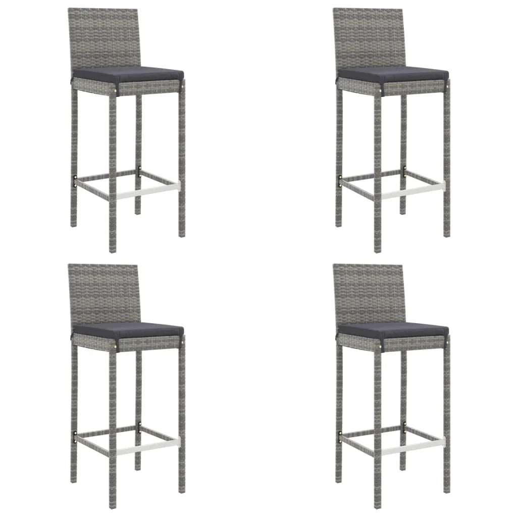 Set bar da giardino da 5 pezzi con cuscini in polyrattan grigio 02_0013386