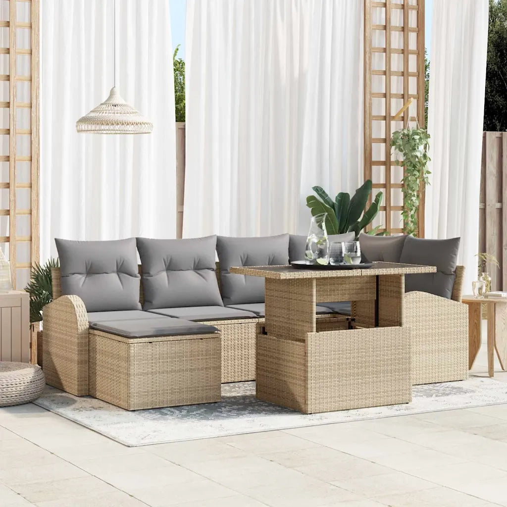 Set Divano da Giardino con cuscino 7 pcs beige e grigio chiaro 3348676