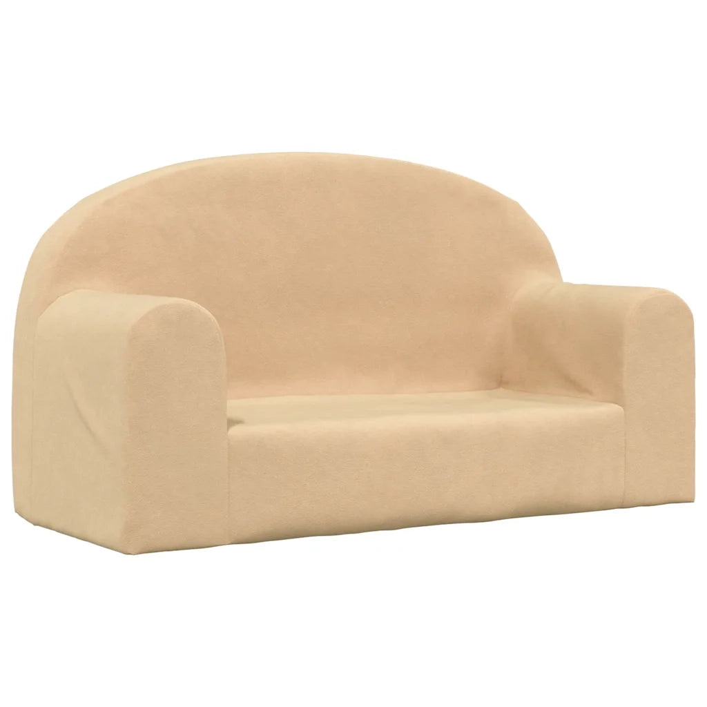Divano per Bambini a 2 Posti Crema in Morbido Peluche 357013