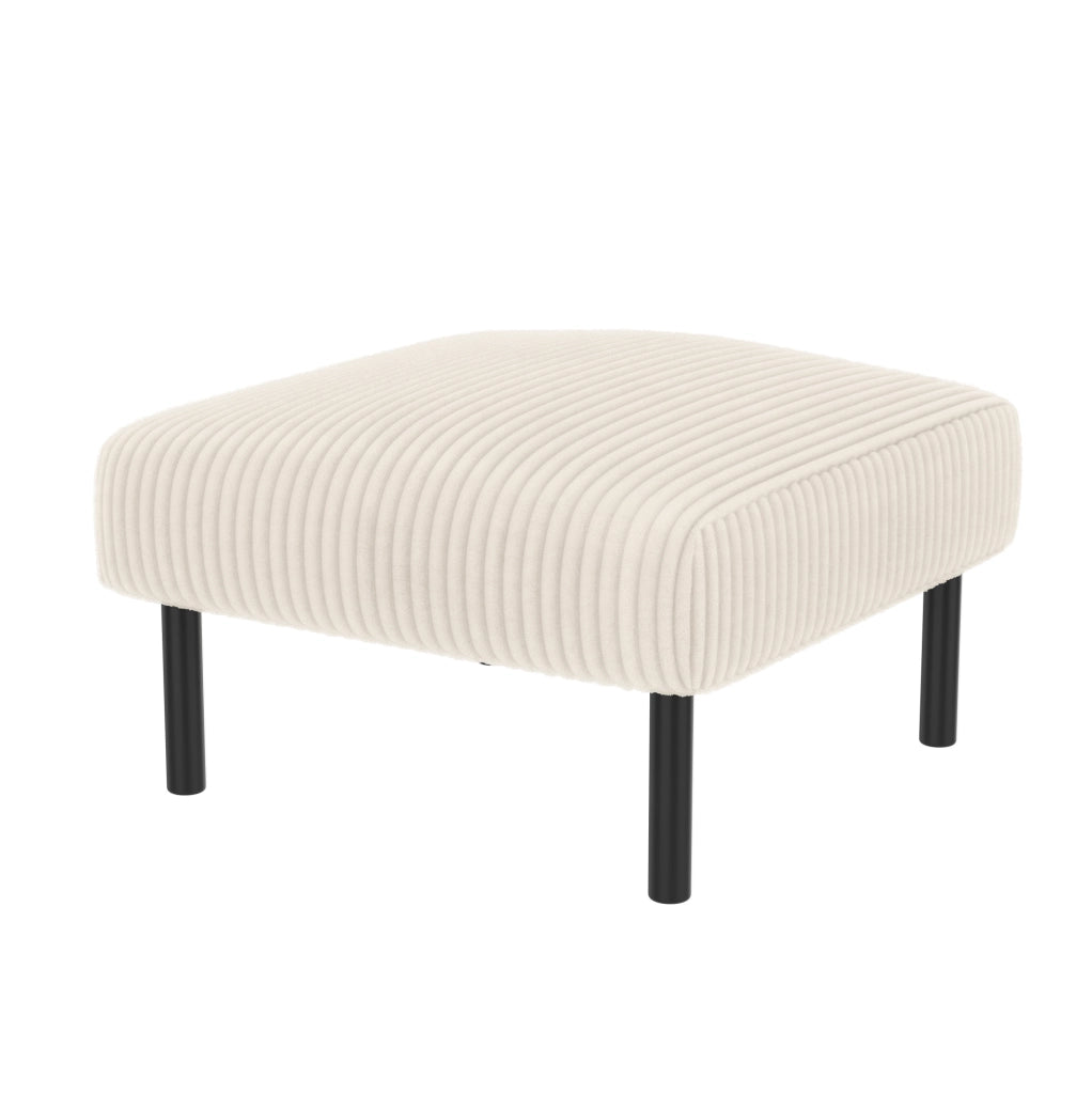 Poggiapiedi imbottito in corduroy beige con struttura in metallo 56x51x39 cm