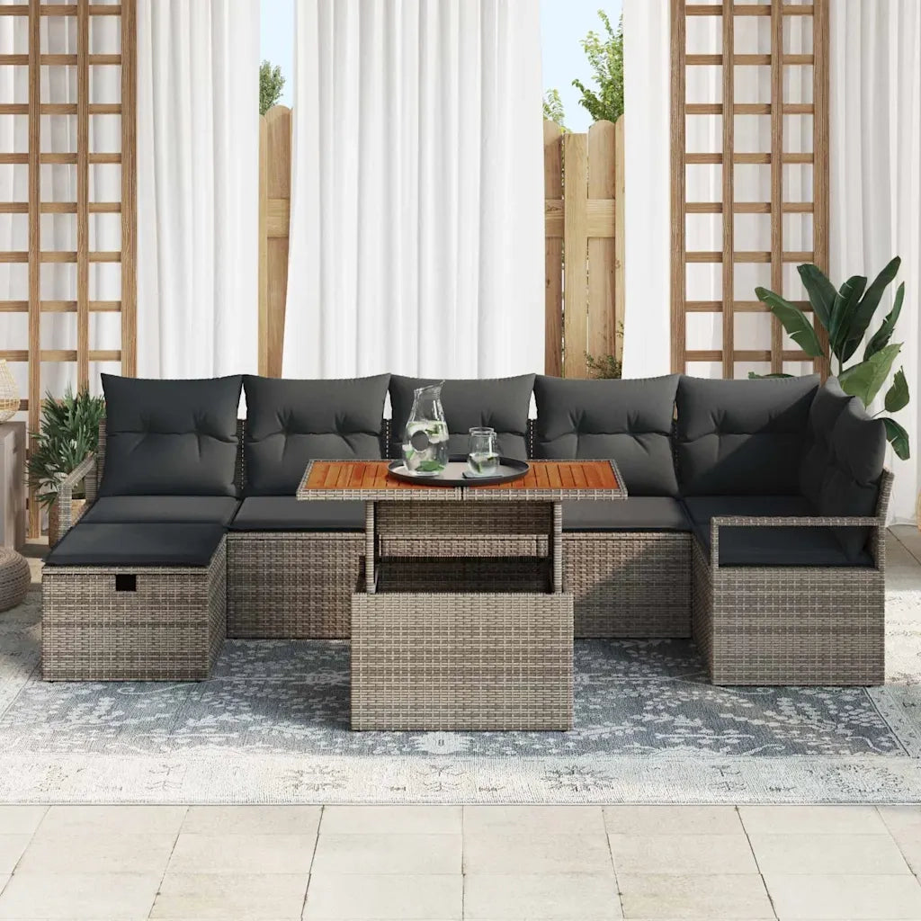 Set Divano da Giardino 8 pcs Grigio polyrattan 3361335