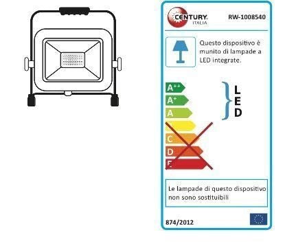 Century Proiettore Led con Supporto 100W Ip65 4000k
