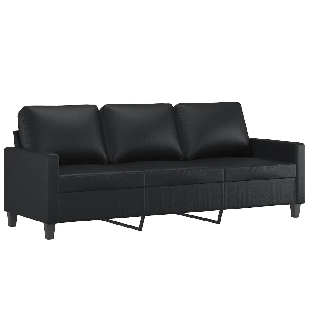 Set di Divani 4 pz con Cuscini Nero in Similpelle