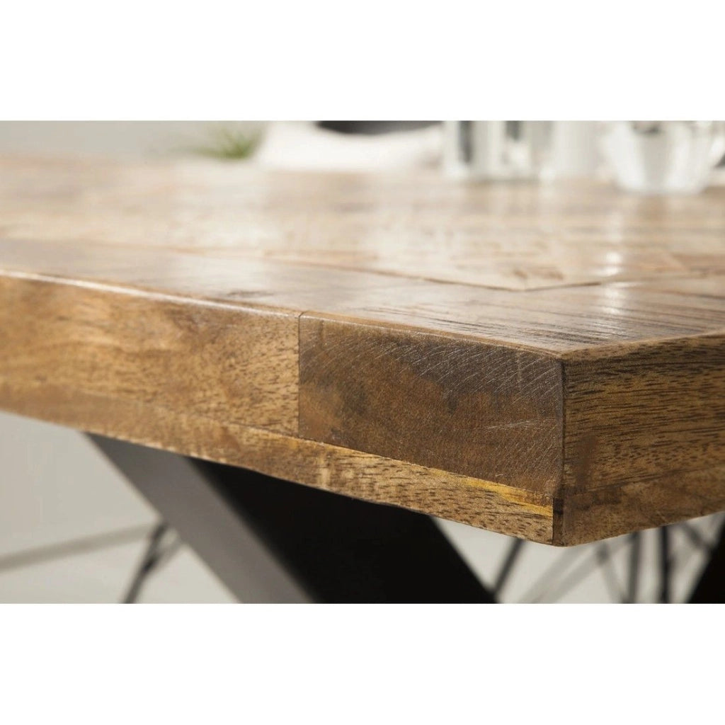 Table ZAREL 200 cm – Piano in legno massiccio di mango e metallo nero