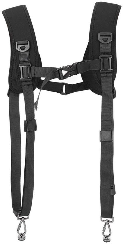 Fascia per spalla con assorbimento shock - Doppia camera - Chiusura rapida portatile - morbido/duro - Nylon/Metallo - Fermo multifunzionale - Cintura per fotocamera