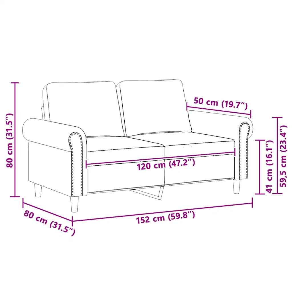 Divano a 2 Posti-Sofa 2 Posti Grigio Chiaro 120 cm in Velluto 696696