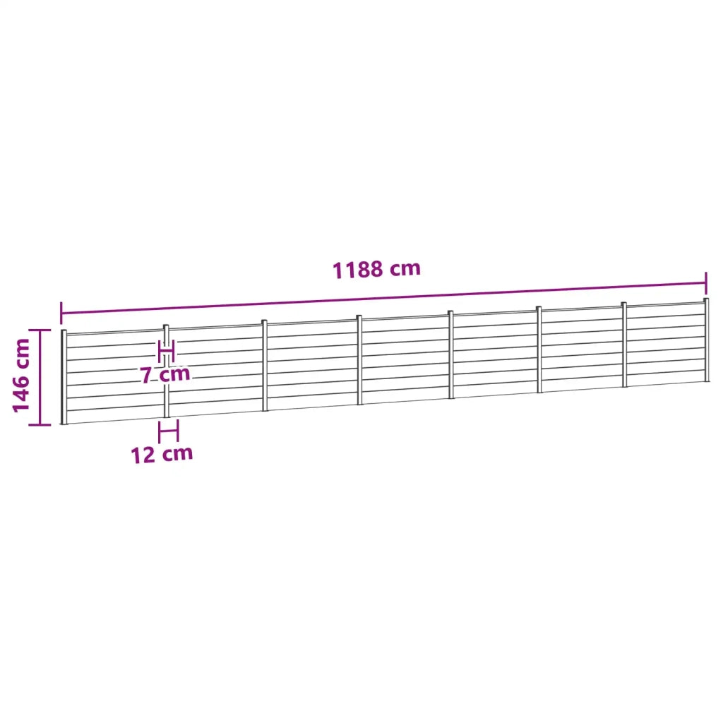 Pannello di Recinzione 7 pcs WPC e Alluminio Grigio
