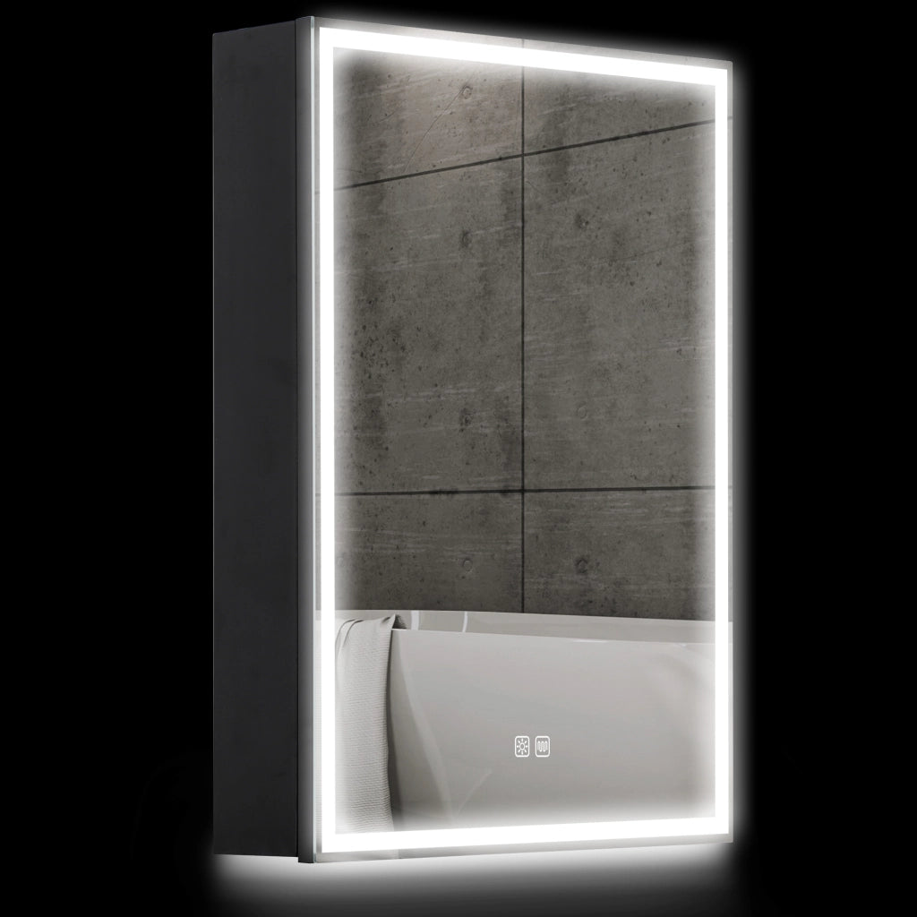 Armadietto Bagno con Specchio e Luci LED ¨C Zephmum ¨C Nero