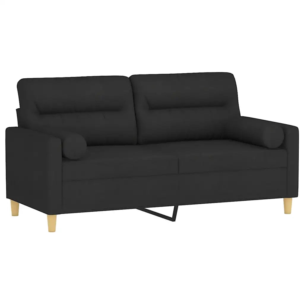 Divano a 2 Posti con Cuscini-Sofa 2 Posti con Cuscini Nero 140 cm in Tessuto 103554