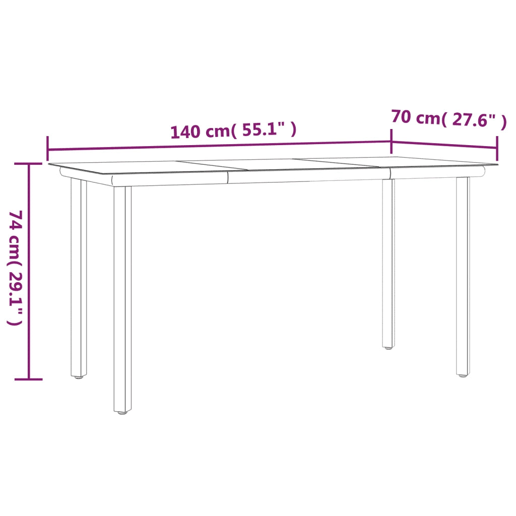 Set da Pranzo da Giardino 7 pz | Set Salotto da Giardino Nero in Acciaio e Textilene