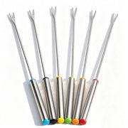 Set di Forchette per Fonduta da 6 pezzi - Forchette in Acciaio Inossidabile - Manico con Isolamento Termico - Multifunzionale - Adatto per Fonduta al Cioccolato - Ideale per Picnic/Camping - Forchetta per Fonduta