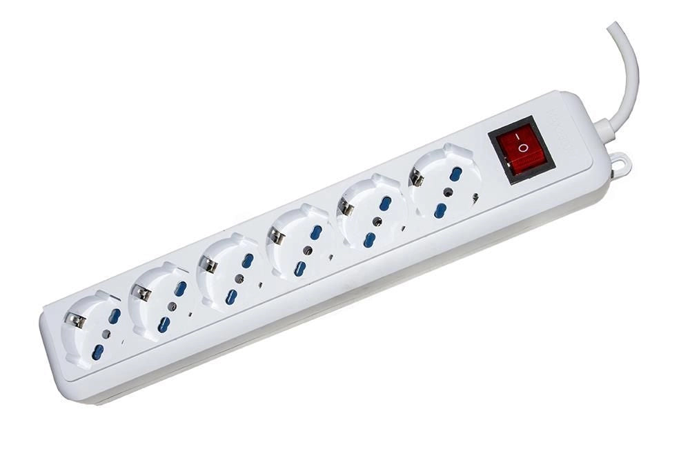 Link LKMP06 Multipresa 6 Prese Universali Ita Schuko 10-16A Spina 16A con Interruttore cavo 1.5 m colore Bianco
