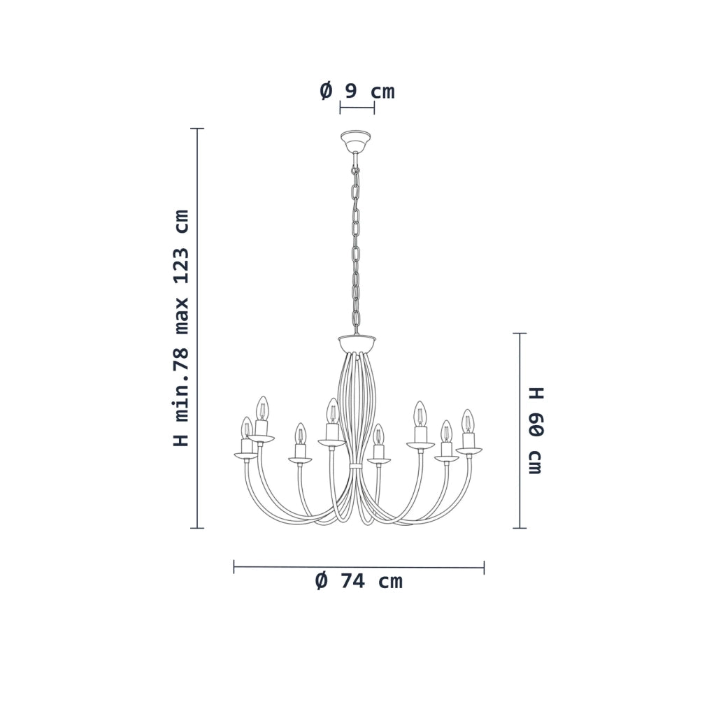Lampadario Rustico Botte 8 Luci Bianco LuceArt Classic