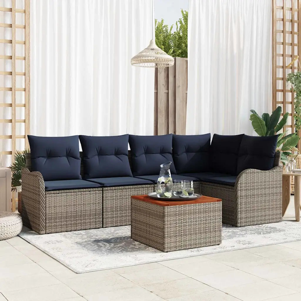 Set Divano da Giardino 6 pz Grigio polyrattan 3347458