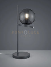PURE LAMPADA DA TAVOLO METALLO COLORE ANTRACITE CON SFERA FUME' H. 52CM 1 LUCE ATTACCO E14