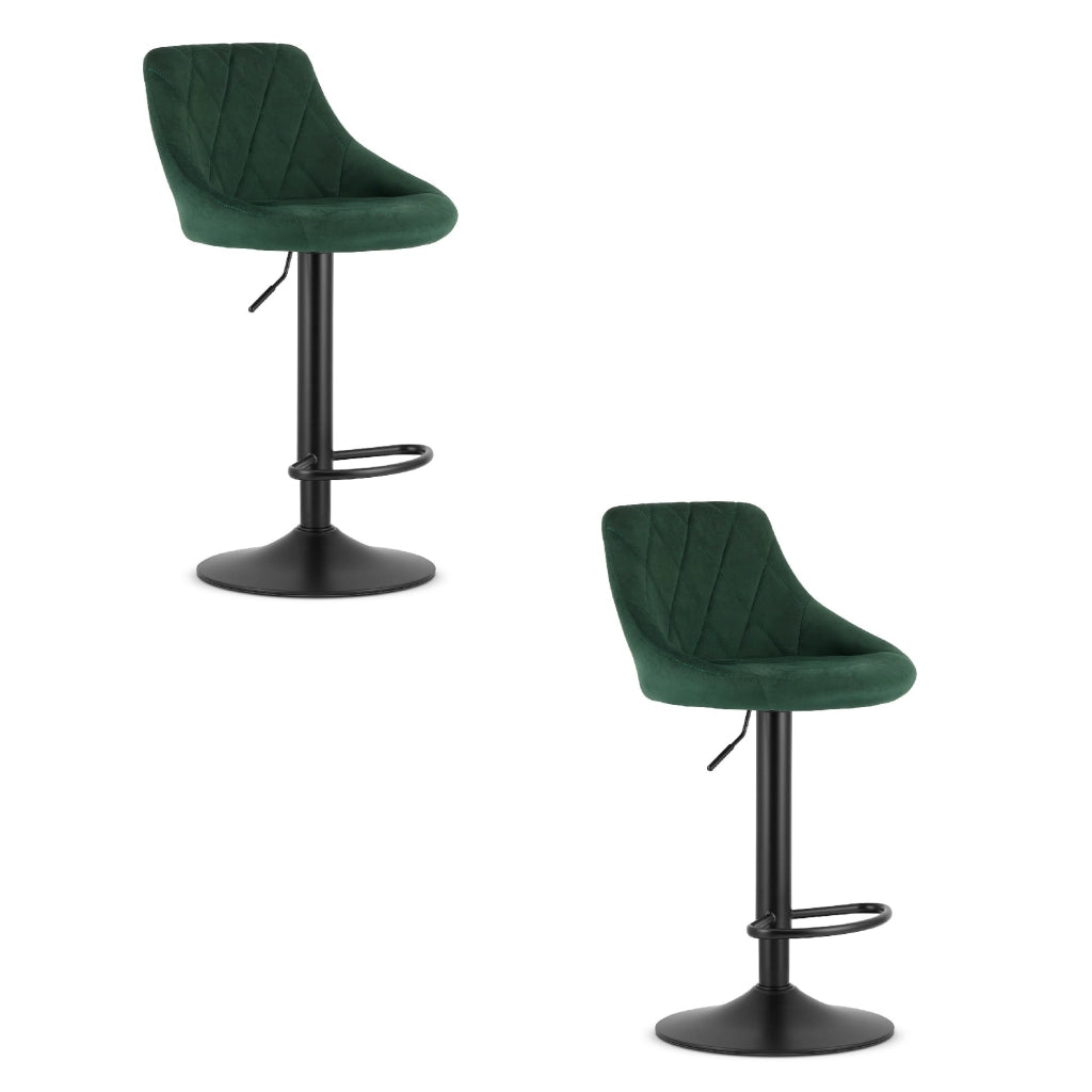 Sgabello girevole VALORA DAKA - Velluto verde con base nera x 2