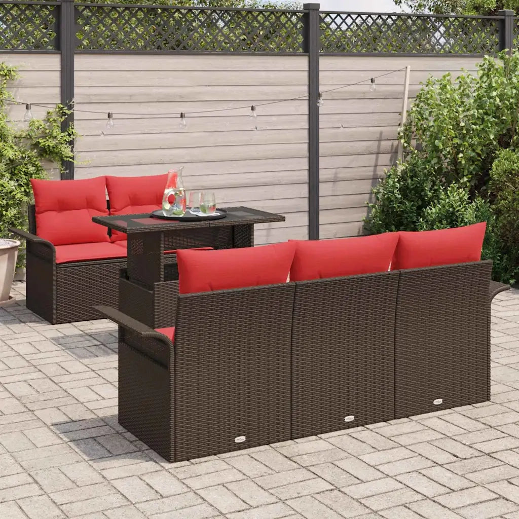 Set Divano da Giardino con cuscino 6 pcs Marrone polyrattan 3348200