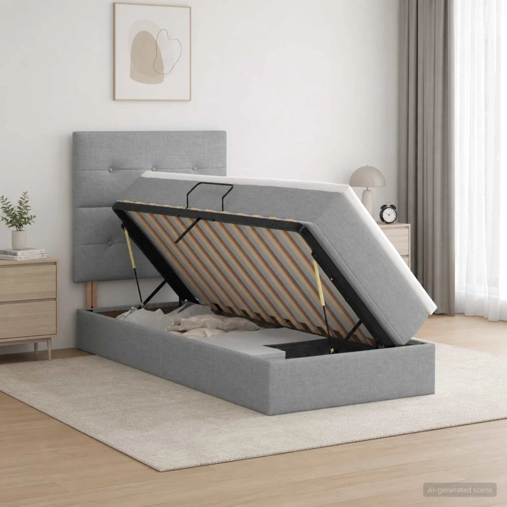 Letto con contenitore LED e materasso Grigio Chiaro 3459924