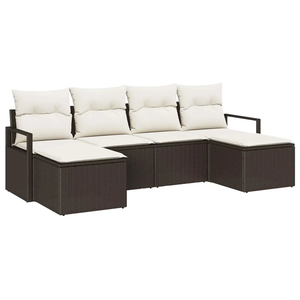 Set di divani 6 pcs Marrone polyrattan