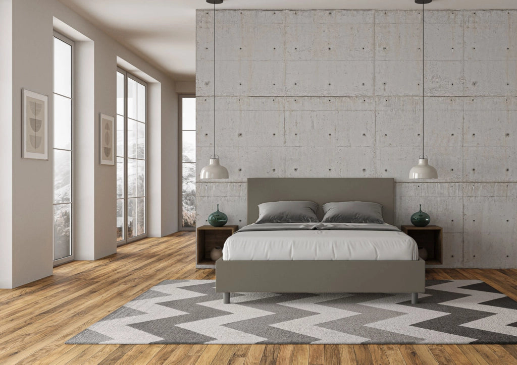 BS COM Letto matrimoniale senza rete imbottito 160x200 similpelle cappuccino
