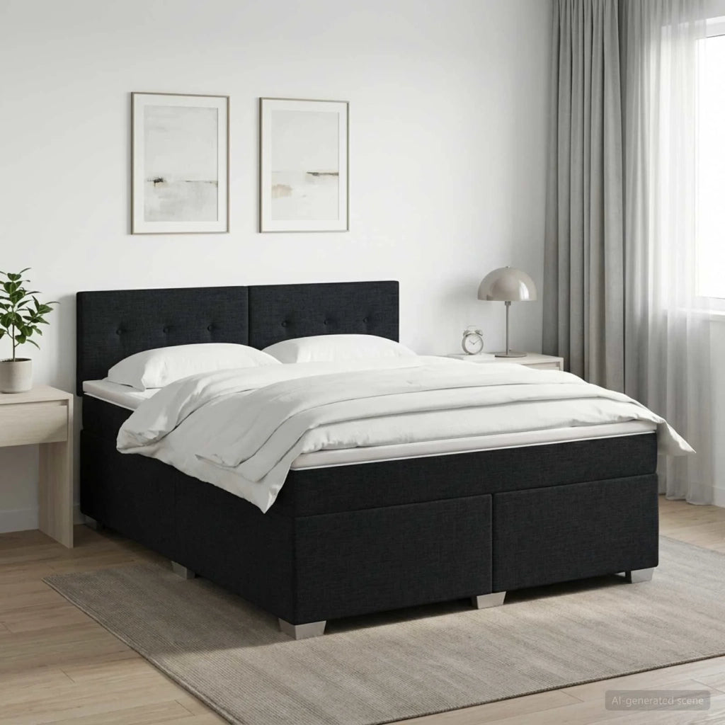 Letto box spring con materasso Nero 160 x 200 cm Tessuto 3450518