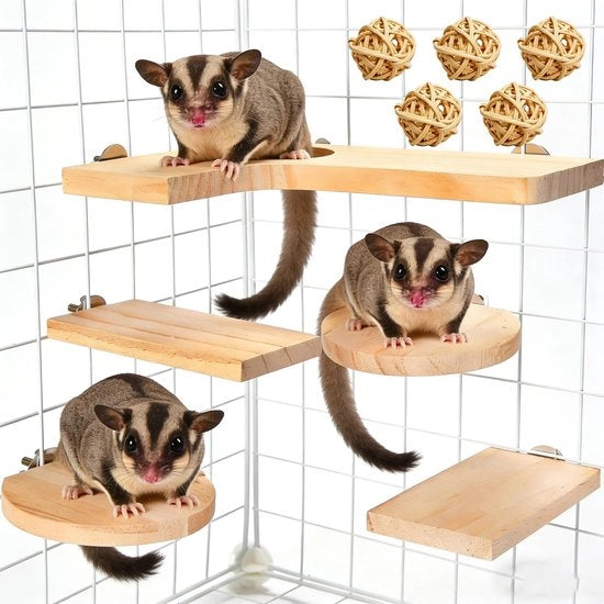 Accessori per hamster da 10 pezzi - piattaforme in legno - tavola a L - giocattoli per piccoli animali - divertimento e arrampicata variegata - materiale eco-friendly - giocattoli per hamster