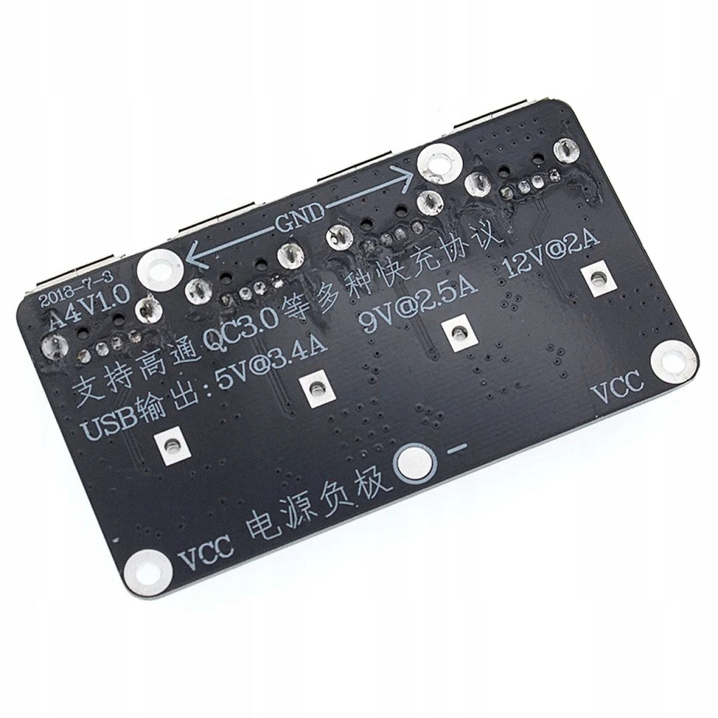 Convertitore 4 Canali USB Step Down Rosfix – Caricatore 2.0/3.0 | 6-24V a 5V, 3A per Canale