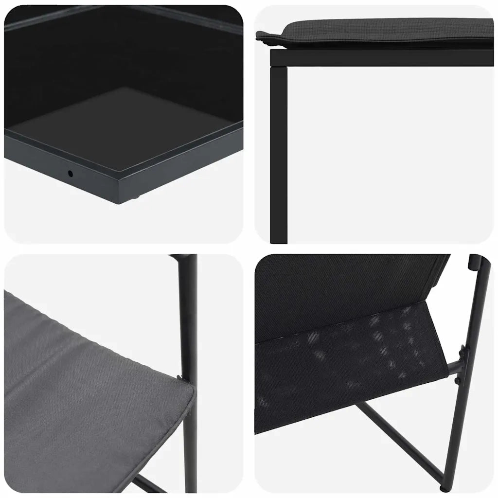 Set da Pranzo per Giardino 15 pcs Nero Acciaio 3335866