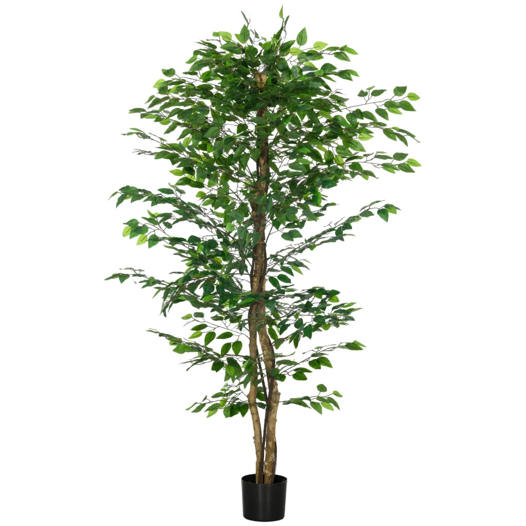 Pianta Finto Ficus Artificiale ¨C Zephmum ¨C Verde, Tronco e Rami, H180cm con Vaso