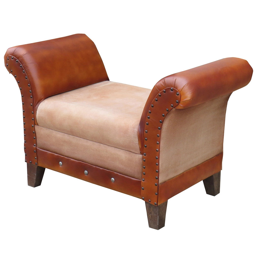 Divanetto imbottito marrone 88x49x62h