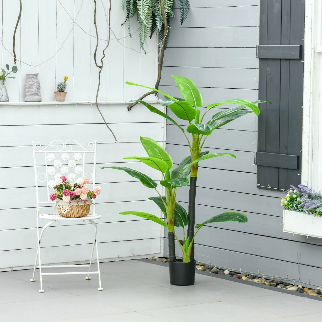 Banano Pianta in Vaso da 150cm. Albero di Banano Artificiale per Interno ed Esterno