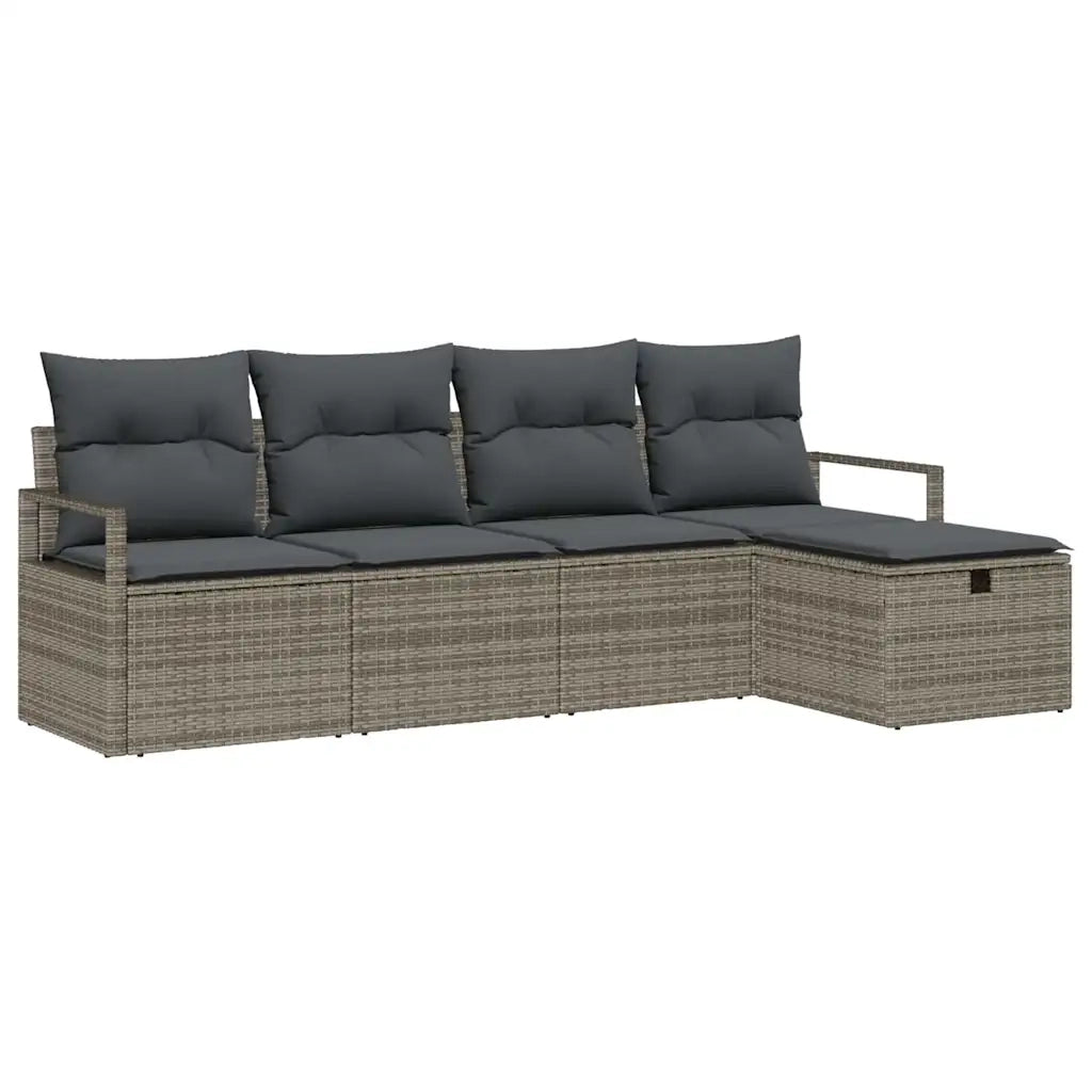 Set Divano da Giardino con cuscino 5 pcs Grigio Poly Rattan 3360490