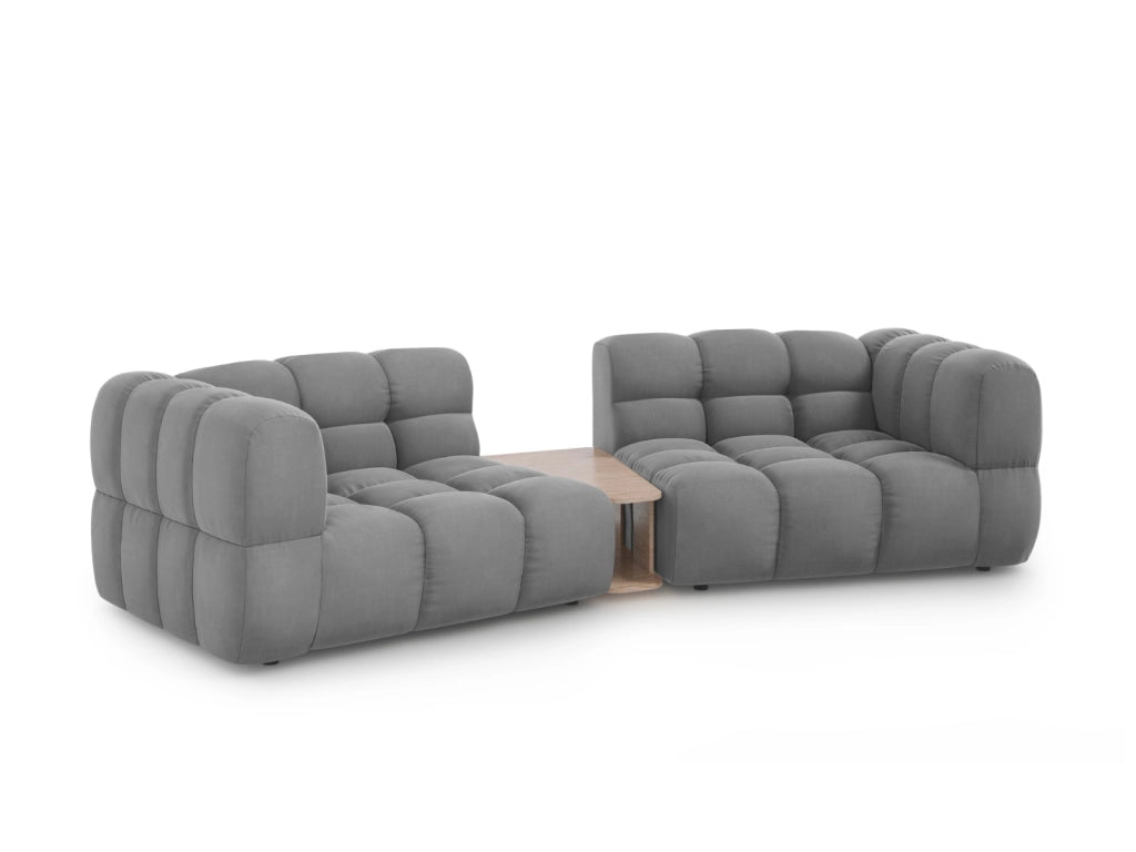 Cosmopolitan Design - Divano modulare "Sky" 2 posti in velluto grigio chiaro 