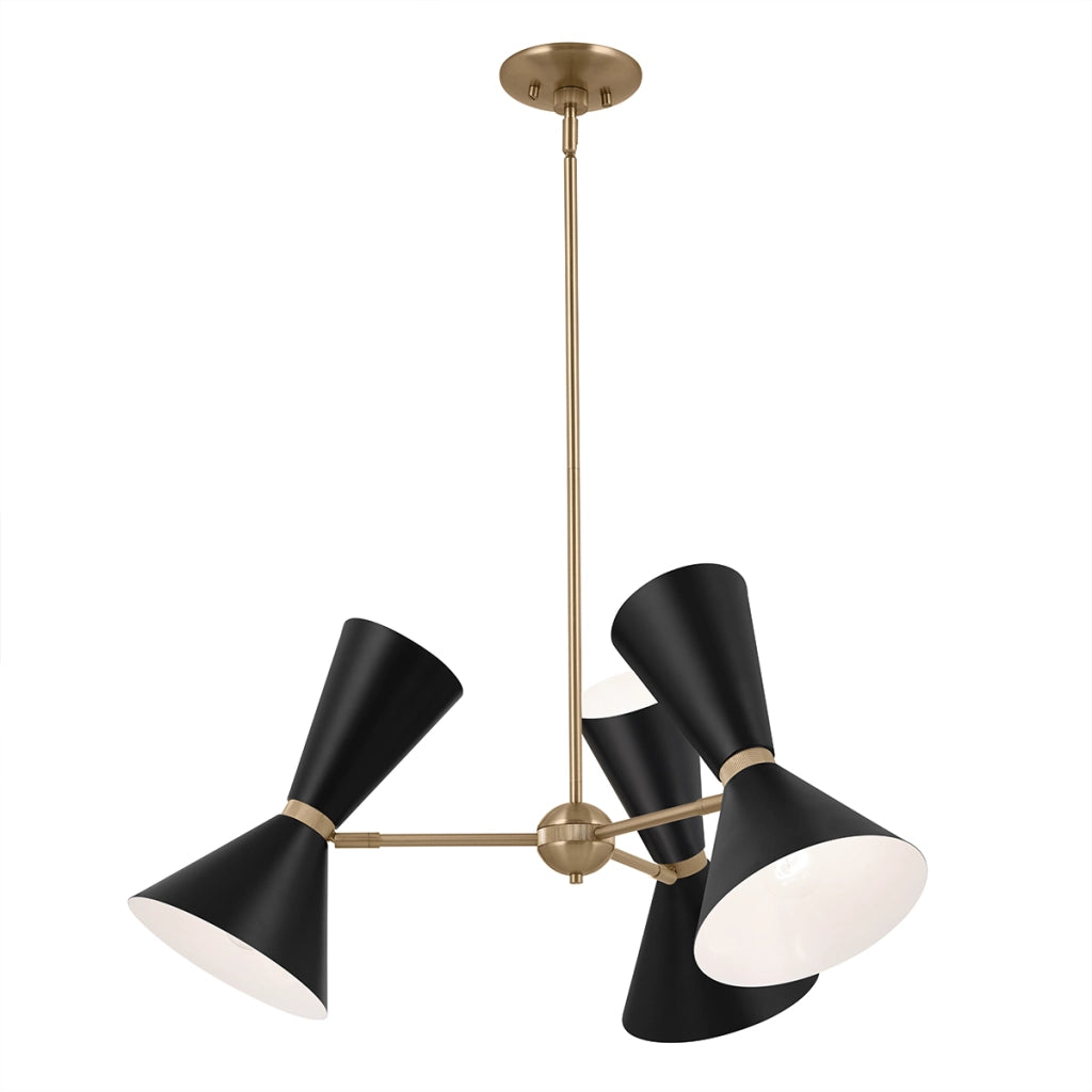 Sospensione Kichler Phix oro/nero con 3 paralumi 6xE27