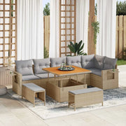 Set Divano da Giardino 11 pcs Beige e Grigio Chiaro polyrattan
