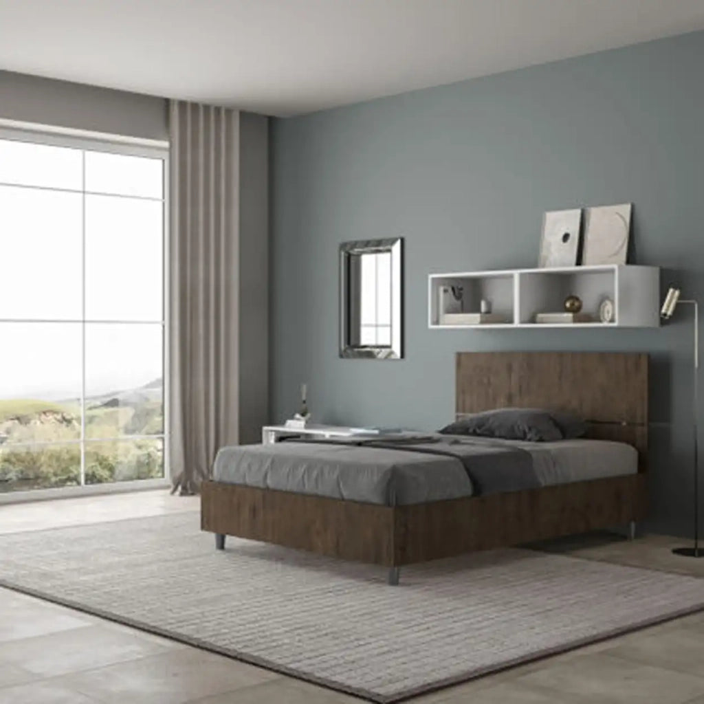 Letto una piazza e mezza senza rete 120x190 testata dritta noce Demas