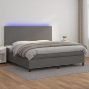 Giroletto Molle con Materasso e LED Grigio 200x200cm Similpelle 3135847