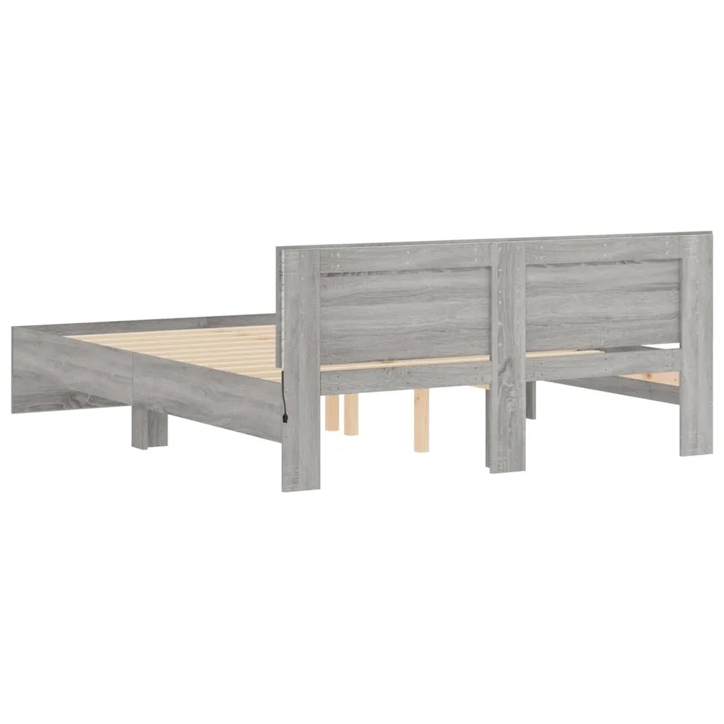 Giroletto con Testiera e LED Grigio Sonoma 150x200 cm 3207607