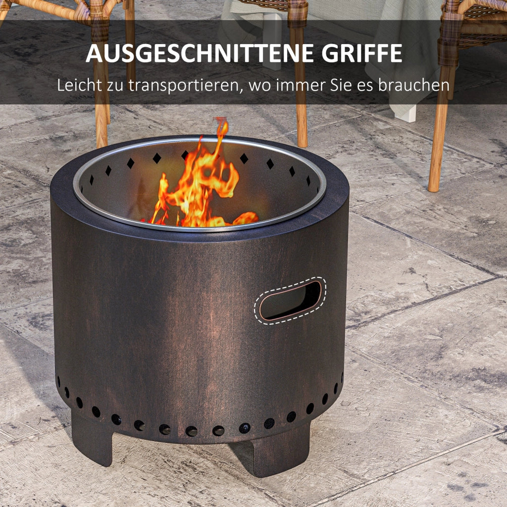 Braciere da Giardino ¨C Xylo ¨C Acciaio Nero e Bronzo 45x45x42 cm