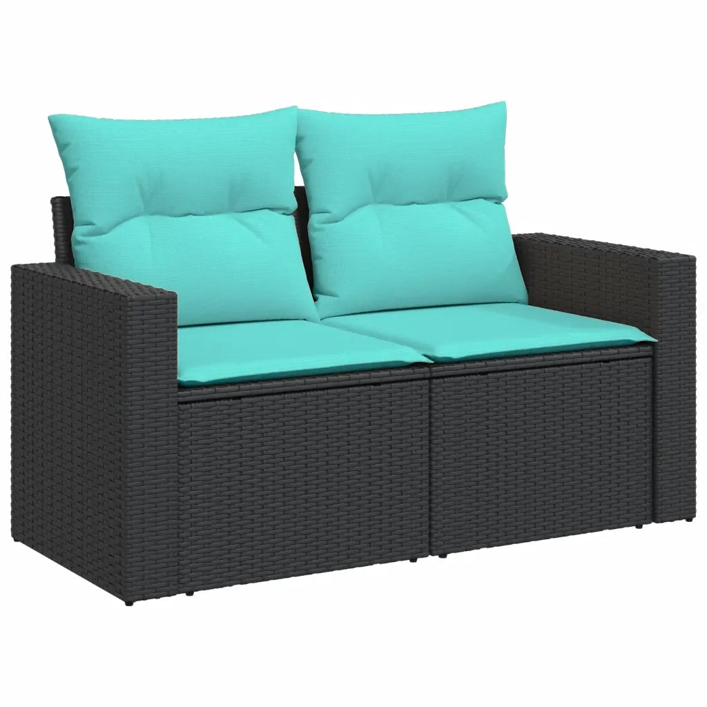 Set Divani da Giardino 6 pz con Cuscini Nero in Polyrattan 3218977