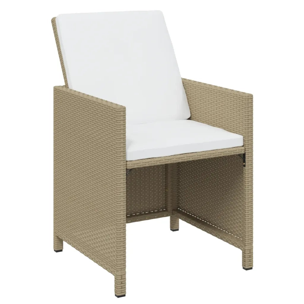 Set da Pranzo da Giardino 17 pz con Cuscini Beige in Polyrattan 3095689